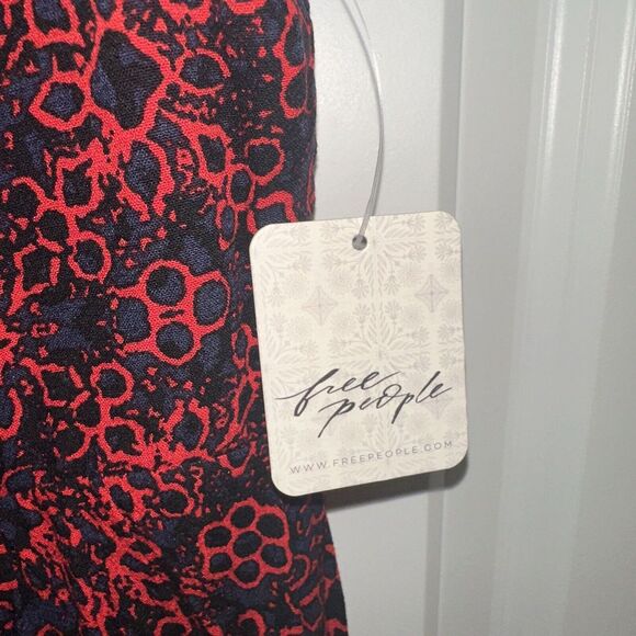 NWT Free People Tabitha Mini Dress Black Combo Red Sze Women Large Casual Eyelet - Picture 5 of 14